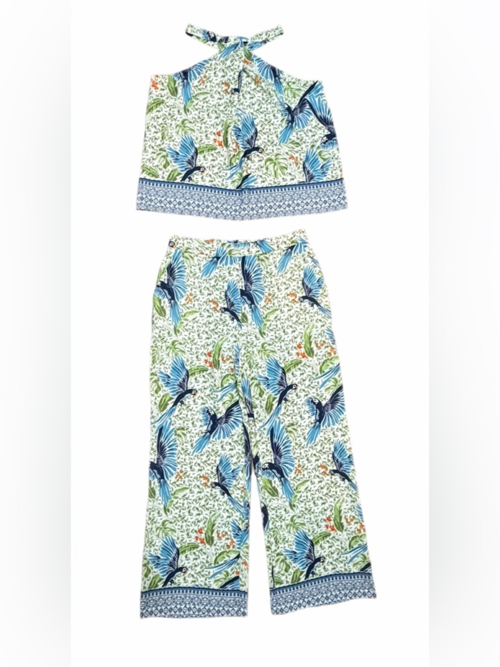 NWT ALEX MARIE Amara Bird Print 2 Pc Pants Set - Large